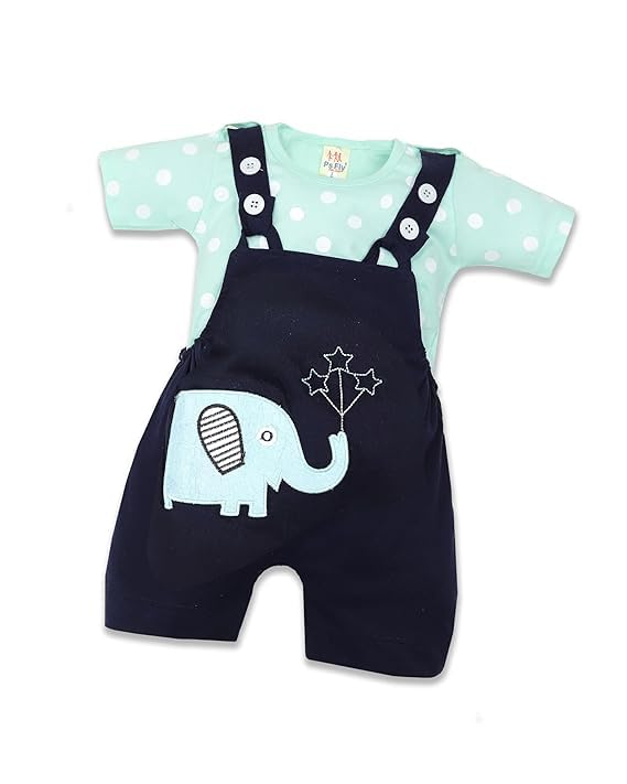 Image of Krishn Cotton Printed Dungaree Set | Kids Dress for Baby Boys and Baby Girls