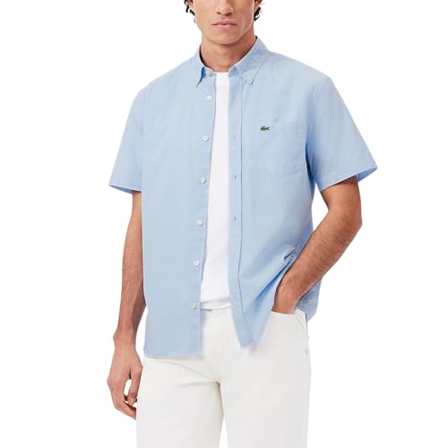 Lacoste Men's Short Sleeve Regular Fit Gingham Button Down Shirt