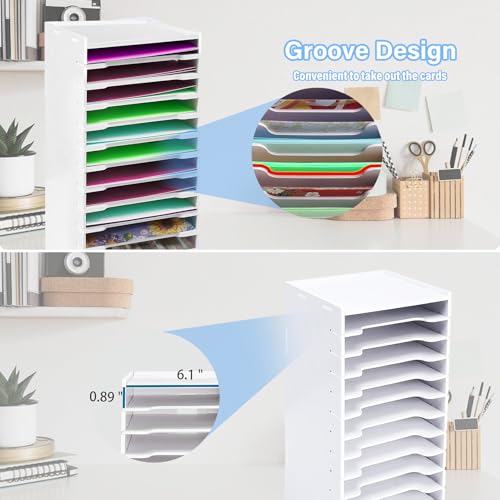 Image of Scrapbook Paper Organizer for Desk 6 x 6'', 12 Tier Scrapbook Paper Storage Rack for Home Office