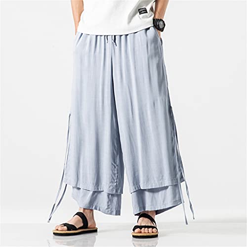 Japanese Harajuku Men Wide Leg Pants Retro Loose Hanfu Bloomers Trousers Bottoms