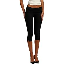 Women Fold Over Capri Leggings with Slit Y2k Low Rise Capri Pants Dressy Casual Split Hem Cropped Pants