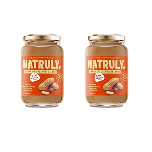NATRULY Crema de Cacahuete Sin Azúcar, Vegana, Sin Gluten, Sin Lactosa, 100% Cacahuete Natural (Pack 2x500g)