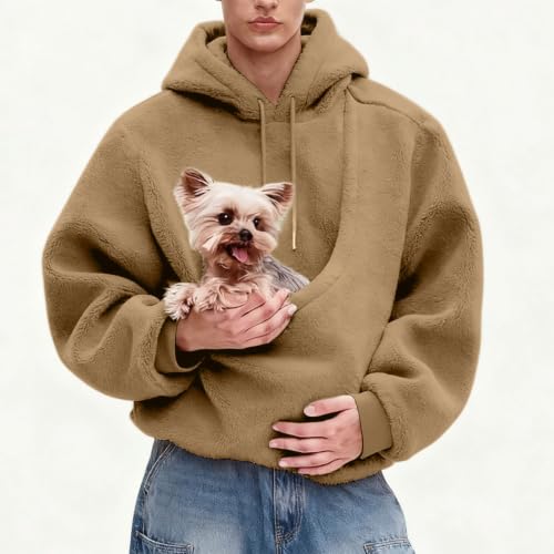 Womens Hoodie with Dog Pouch Fuzzy Pet Carrier Cat Dog Pouch Sweatshirt - image 4