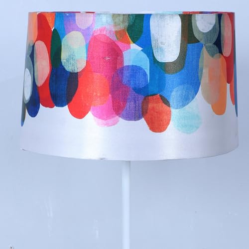 Image of tu casa White Metal-Iron Base Foldable Floor Lamps with Abstract Print & Satin Shade for Bedroom, Living Room, Lounge, Office Area, Gifting Without Bulb for Home Decoration (Height - 57 inch)