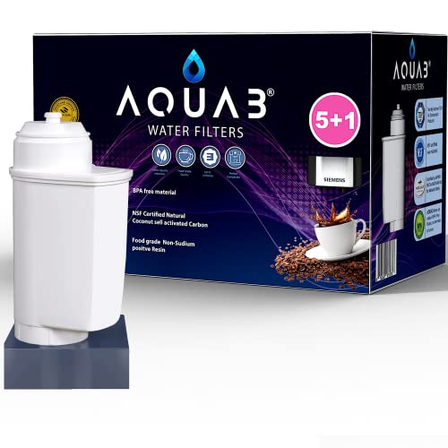 AQUAB® Wasserfilter Kartuschen 6 Pack Ersatz für Siemens EQ6, EQ Series, Brita Intenza TZ70003, Bosch 12008246, Kaffeevollautomaten, TÜV SÜD NSF zertifizierte Kaffeemaschine Filterkartuschen Cover