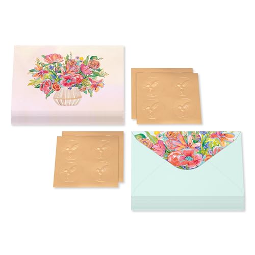 Image of Papyrus 14-Count All Occasion Blank Stationery Notes, Vase of Flowers
