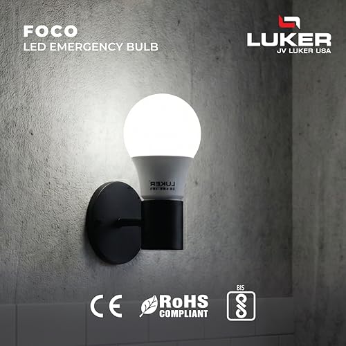 Image of LUKER JVLuker 9W Emergency LED Bulb B22 Base Energy Efficient Inverter Light 3.5 Hours Backup 120 Degree Wide Beam Coverage High CRI Lights for Home and Office 1 Year Warranty (Pack of 2, White)