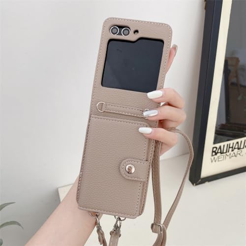 Housse antichoc en cuir PU ENILSA pour Galaxy Z Flip 3 avec bandoulière