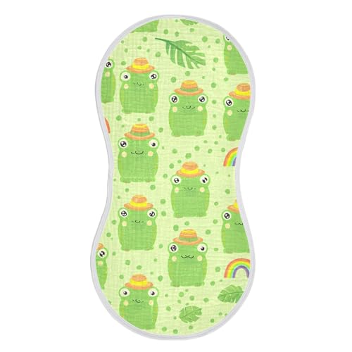 xigua Cute Frogs Baby Burp Cloths for Newborn Boys and Girls 1 Pack, Soft & Absorbent Cotton Baby Burp Cloth, Baby Washcloths, Newborn Towel, Burp Rags