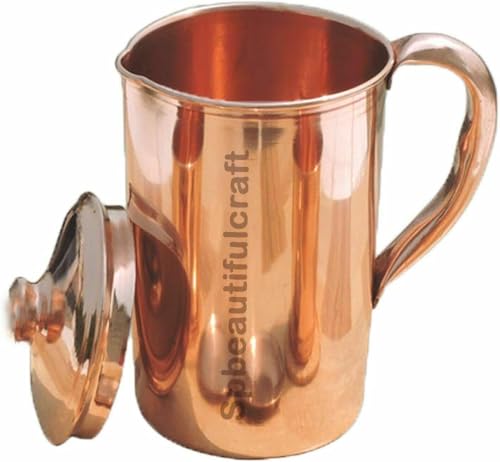 HRS India - Jarra de agua de cobre puro para almacenamiento de agua, recipiente de almacenamiento para ayurveda, beneficios para la salud, 2 litros