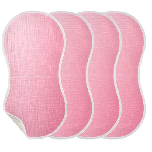 Kigai Pink Solid Color Baby Burp Cloths Extra Soft and Absorbent Burping Rags Cotton Burping Clothes Baby Washcloths for Newborn Boys Girls - 1 Pack3