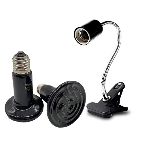 Ceramic Heat Emitter 250W/150W/100W/60W Reptile Ceramic Heat Lamp Brooder Coop Pet Infrared Ceramic Lamp Bulb (75W2+Holder)