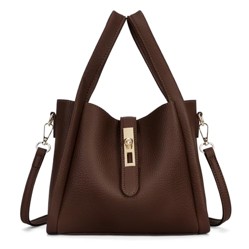 hibear Bolsa feminina vintage moderna com alça ajustável, Café, Small