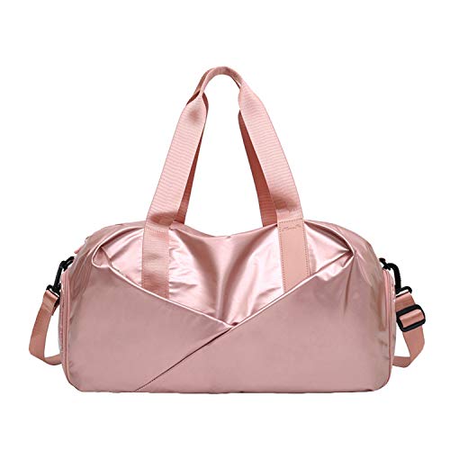 Andongnywell Duffle bag with Shoes Compartment Travel Weekender Bag for Women Men Swim Bag Dry Wet Separated Sports Bag (Pink)