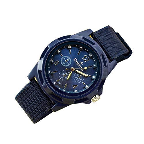 Military Watch,Men Analog Watches Army Filed Tactical Sport Wrist Watches Canvas Strap Calendar Date (Purple -3)