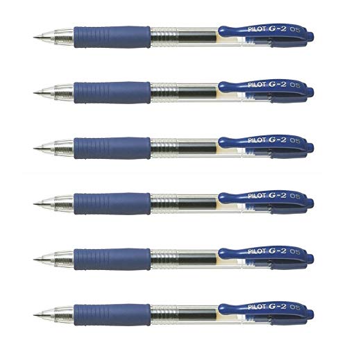 Pilot - Bolígrafo de punta fina (6 unidades, gel G2 05), color azul