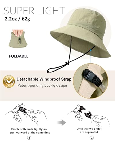 Image of Water-Resistant Bucket Hat for Women Men Rain Hat UPF 50+ Boonie Sun Hat Foldable Summer Floppy Fishing Safari Hats