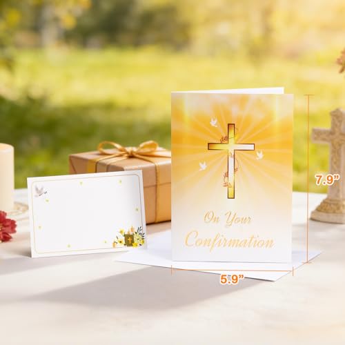 Image of VIVIKEN Confirmation Pop Up Card with Lights, 3D Musical Religious Cards