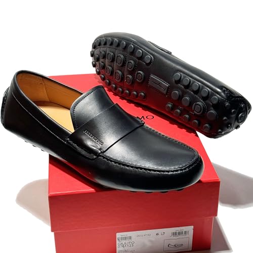GIULITO Men's Strap Loafers Black Leather Drivers Dress Moccasin Slip-on (Salvatore4