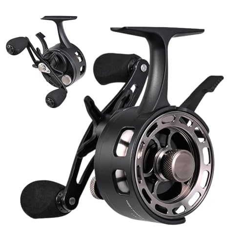 Carrete de pesca ultraligero, carrete ultraligero – Mango EVA Equipo de pesca sobre hielo – Equipo de pesca sobre hielo 3 + 1 BB resistente al desgaste para estanque de lago de mar, carrete de metal