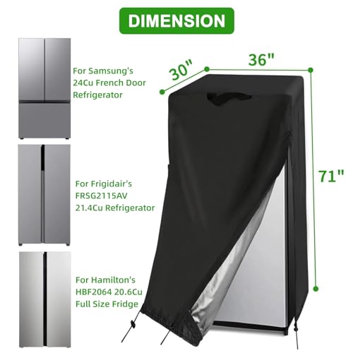 Image of 36W Large Refrigerator Cover for Most 20-24 Cu Ft Outdoor Upright Fridge