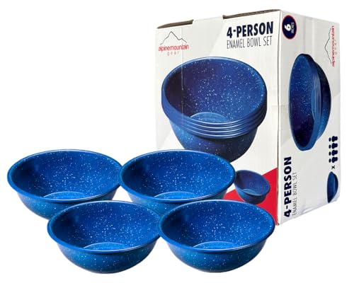 Enamelware for Camping and Backpacking - Enamel Cookware Gear Essentials for Camping and Backpacking (Made by Caddis Sports) (6 Inch Bowl (4 Pack)) by Alpine Mountain Gear - Used condition - US$18.42