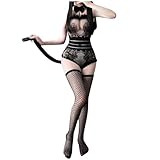 tuduoms Sexy Cat Cosplay Lingerie for Women Cute Anime Lingerie Dress Halloween Maid Cosplay Costumes Gothic Lingerie Set