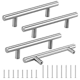 Cheukka 4 Stück Möbelgriffe Edelstahl,128mm lochabstand Küchengriffe,Silber Schrankgriffe Edelstahl,Türgriffe,Schubladengriffe,Kleiderschrank Griffe,Küche Griffe Silber