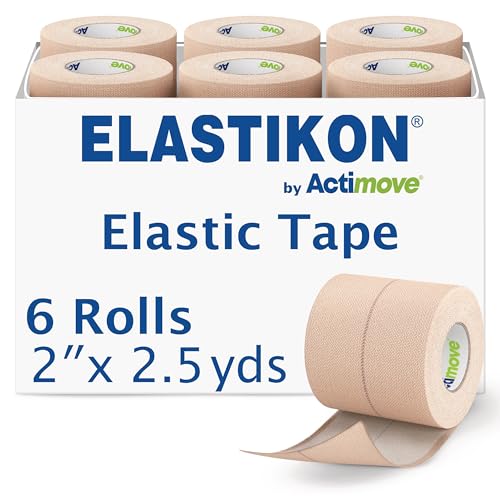 ELASTIKON by Actimove Elastic Athletic Tape - Provides Support for Sprains Strains Muscle Injuries - for Sport and Veterinary Applications - 2 in x 2.5 yd 6 Rolls