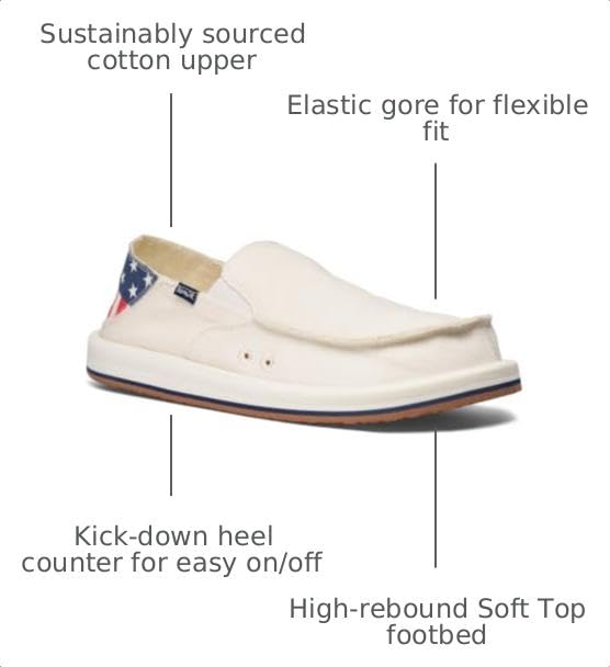 Image of Sanuk Donny Mens Loafers - Slip On Shoes with Memory Foam Footbed