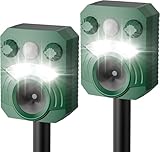 Deer Repellent Device 2 Pack Cat Repellent Outdoor Dog Repellent for Yard Solar Animal Repeller Ultrasonic Squirrel Repeller Waterproof Racoon Fox with Motion Activated Sensor Flashing Light 5 Modes