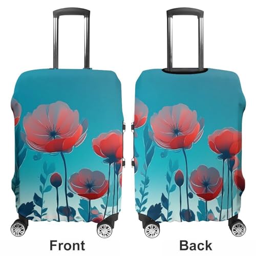 Travel Luggage Cover Protectors Elastic Anti-scratch Suitcase Cover Washable Luggage Sleeve Bright Red Flowers Suitcase Cover Protector Fit 18-32 Inch Suitcases Travel Accessories L3