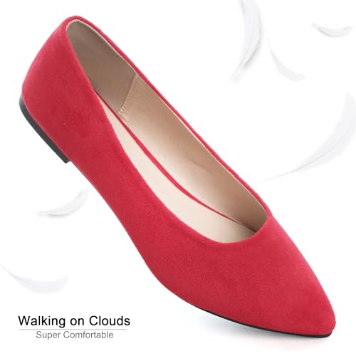 Image of Dear Time Women's Pointed Toe Ballet Flats Simple Casual Office Work Flats Slip-on Comfortable Shoes