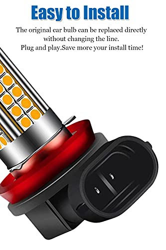 H11 H8 LED Fog Light Bulbs Yellow 3000K, H16 LED Fog Lights, 54 SMD Chips, Xtreme Super Bright, 50000 Hours Lifespan, Easy Installation Fog light Bulb Replacement for Car, Truck, Vehicle, Pack of 2