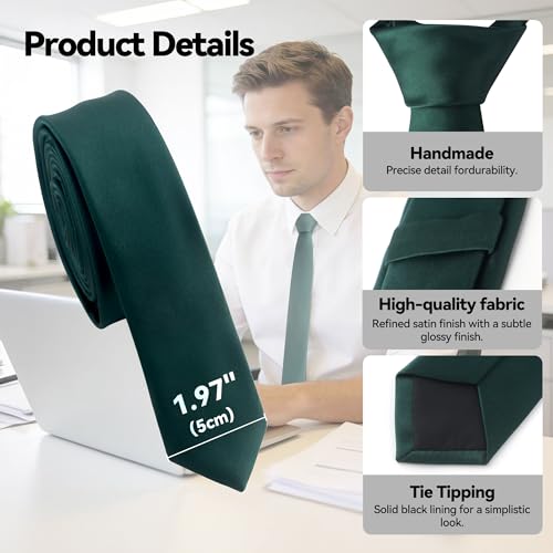 Image of Skinny Tie Men Women 2 inch (5CM) Slim Necktie Solid Thin Ties Formal
