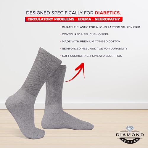 Diamond Star Diabetic Socks, Non-Binding Circulatory Cushion Cotton Crew Diabetic Socks for Men Women4