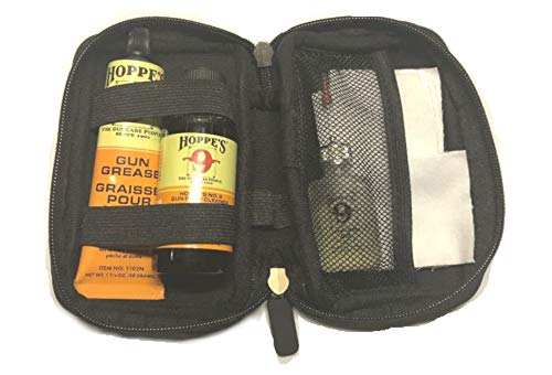 Westlake Market, Hoppes Gun Bore Cleaner, Precision Lubricating Oil, & Gun Grease with 50 Patches and Protective Carry Case for .38, 9mm.40.44 and .45 Caliber Handguns/Pistols