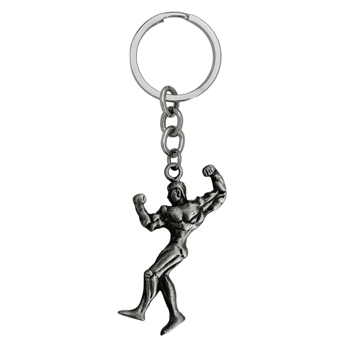 Human Biceps Charm Keychain Handmade Bodybuilder Keyring Grey Zinc Metal Sport Keychain For Men And Women