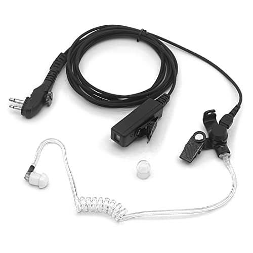 SUNDELY® Headset Earpiece Compatible with Midland Radio G15Pro G18 HYT Hytera HYT210 PD405 PD505 TC-620 Walkie Talkie FBI Style Covert Acoustic Tube Big PTT 2-pin with Screw