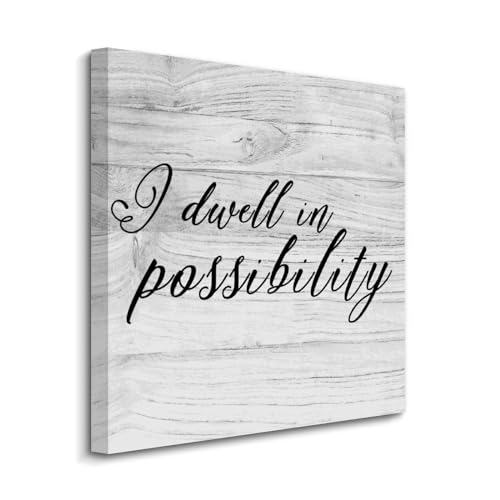 Lienzo de pared motivacional 'I Dwell in Possibility' para un baño relajante