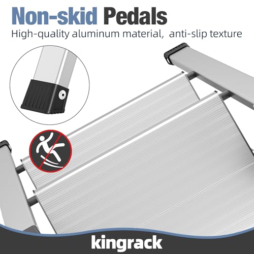 KINGRACK 2 Step Aluminum Step Ladders Foldable for Home, 330lb, Silver - image 6
