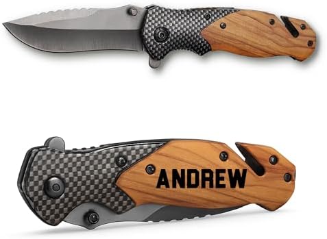 Personalized Pocket Knife – Christmas Gift for Men, Dad, Husband or Him – Custom Engraved Folding Knife – Unique Gift Idea for Birthday, Anniversary, Retirement, Camping, or Outdoors