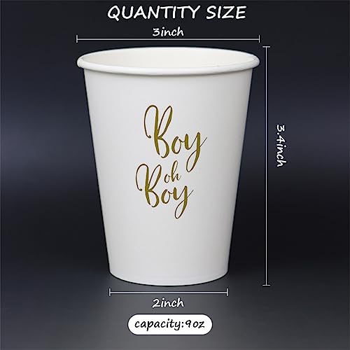 Geloar BABY SHOWER PARTY CUPS 20 Pack 9Oz Gold Boy Oh Boy Disposable Paper Party Cups For Baby Shower Baby Welcome Party thumb #1
