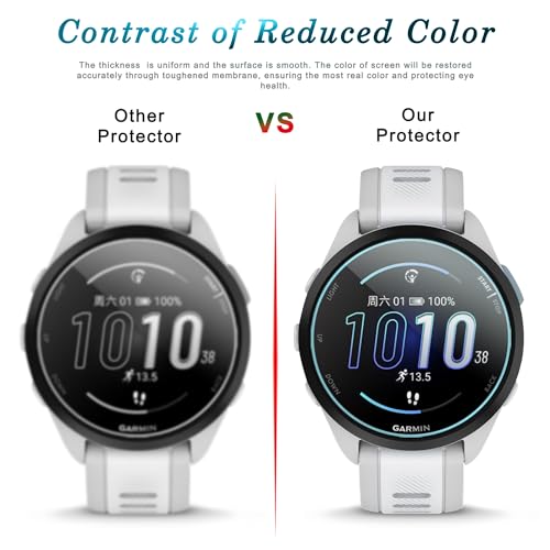Diruite 4-Stück Displayschutz für Garmin Forerunner 165/165 Music Schutzfolie,HD Anti-Kratzen Gehärtetes Glas Displayschutzfolie Music Intelligente Uhr Schutz Glas
