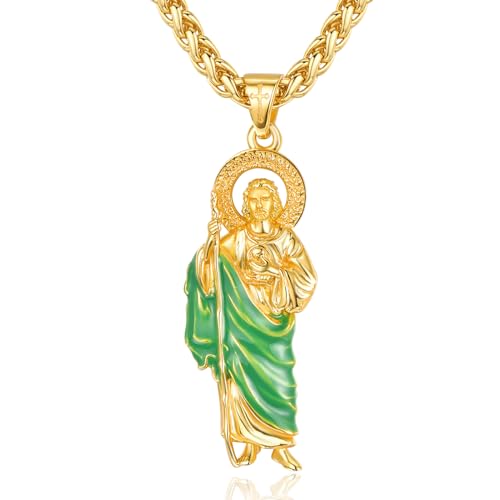 San Judas Necklace for Men Women 925 Sterling Silver St Saint Jude Necklace Religious Gifts