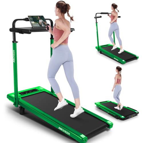 Image of ANCHEER Treadmill with 12% /15% Incline, Folding Walking Pad with Handle Bar, 320-450lb Capacity Under Desk Foldable 3.5HP Treadmills for Home /Office /Gym,Installation-Free