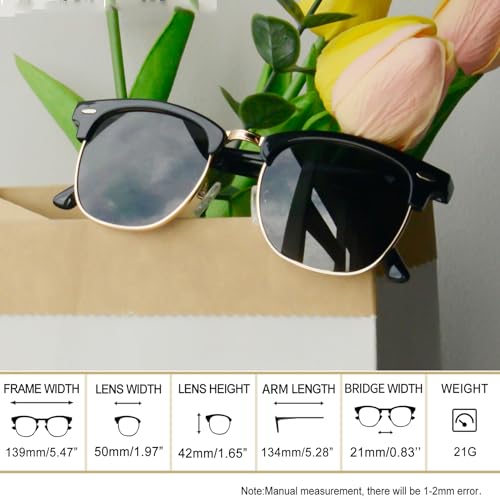 Joopin Vintage Sunglasses Half Frame Sun Glasses Polarized UV Protection Browline Shades for Women Men4