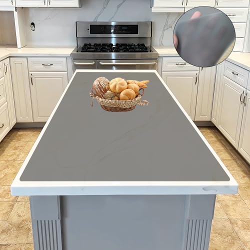 Image of 47.3''x23.6''(120cmx60cm) Extra Large Silicone Mat for Kitchen Counter, 1.5MM Thick Non-Slip Heat Resistant Countertop Protector, Waterproof Durable Kitchen Mat for Countertops, Translucent Black