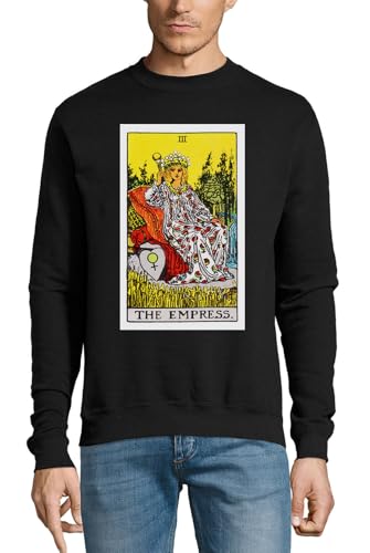 Pull en coton Noir The Impress Tarot Card Art Logo pour style mystique