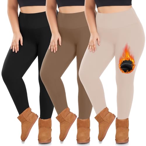 We Fleece Plus Size Fleece Lined Leggings (3-Pack)